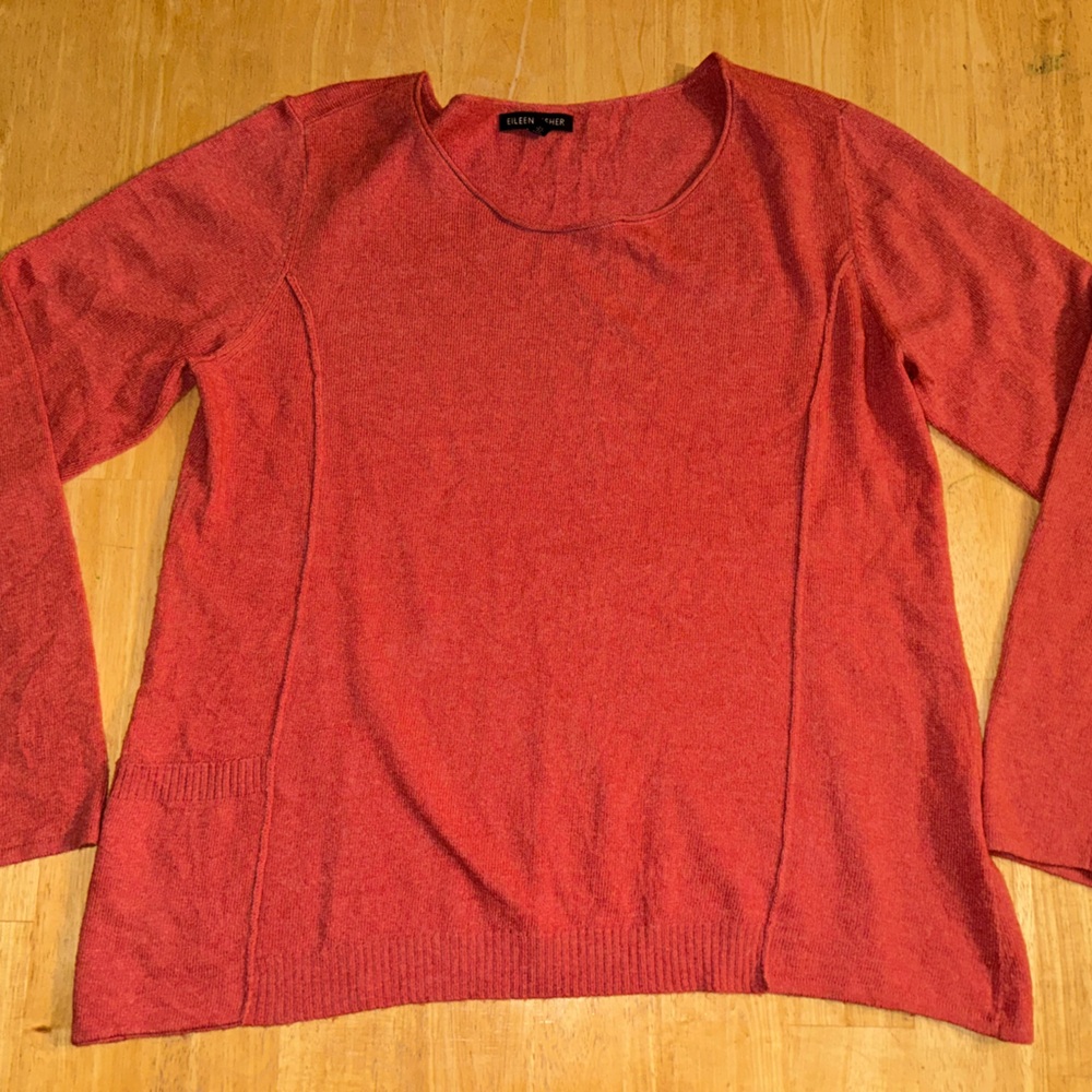 Eileen Fisher woman’s medium sweater top blouse long sleeve  wool cashmere
